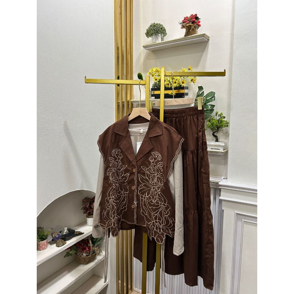 Kemeja Blouse Wanita Oversize All Size XL Vest Rajut Katun Import Rok Panjang Coksu Hitam