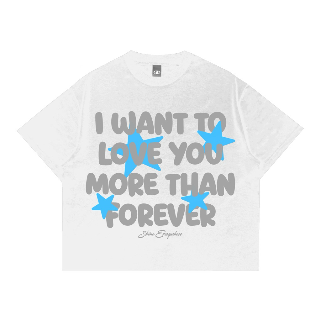 Shine.Everywhere - T-Shirt Boxy Love You Putih Unisex - Cotton Combed 20s