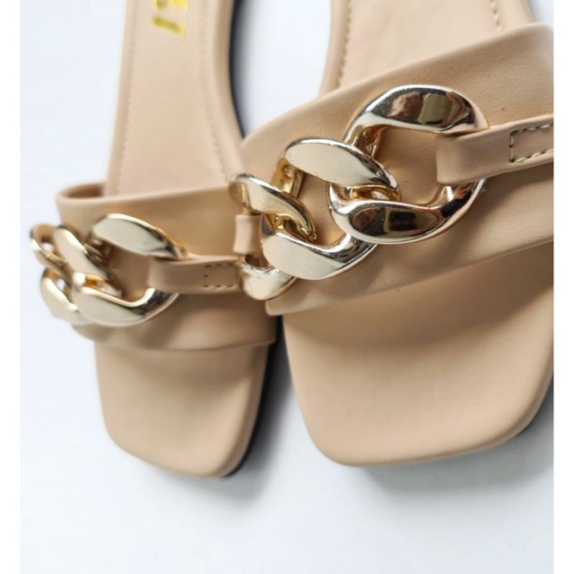 Sandal Flat Zara Sandal Zara Teplek Sandal Zara Wanita Terbaru Motif Rantai  ZARA TENDY 2025