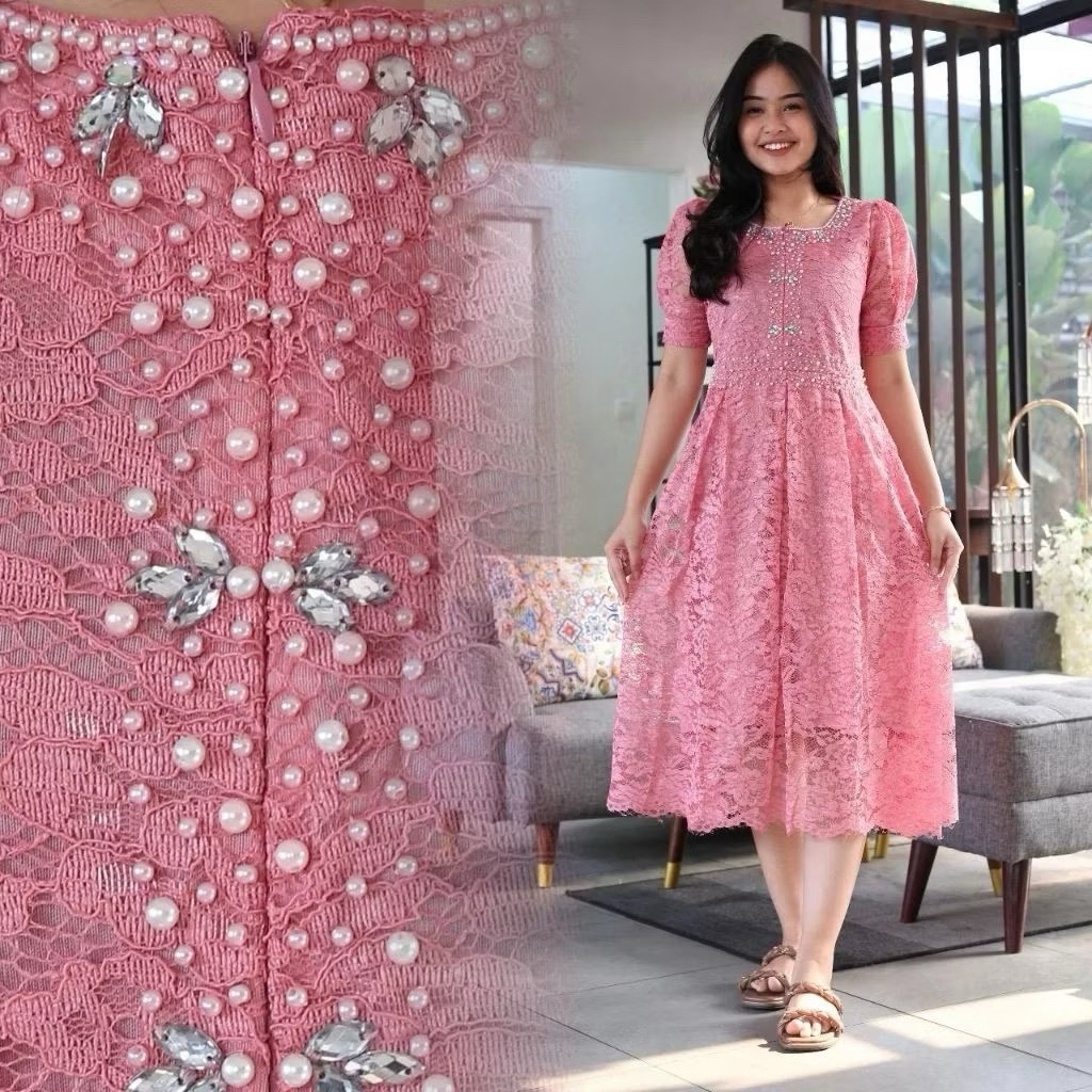 Real PickDres Gisella Brokat Jumbo LD 130 Gaun Wanita Formal Terbaru Dtahun Ini Wedding Korean Style