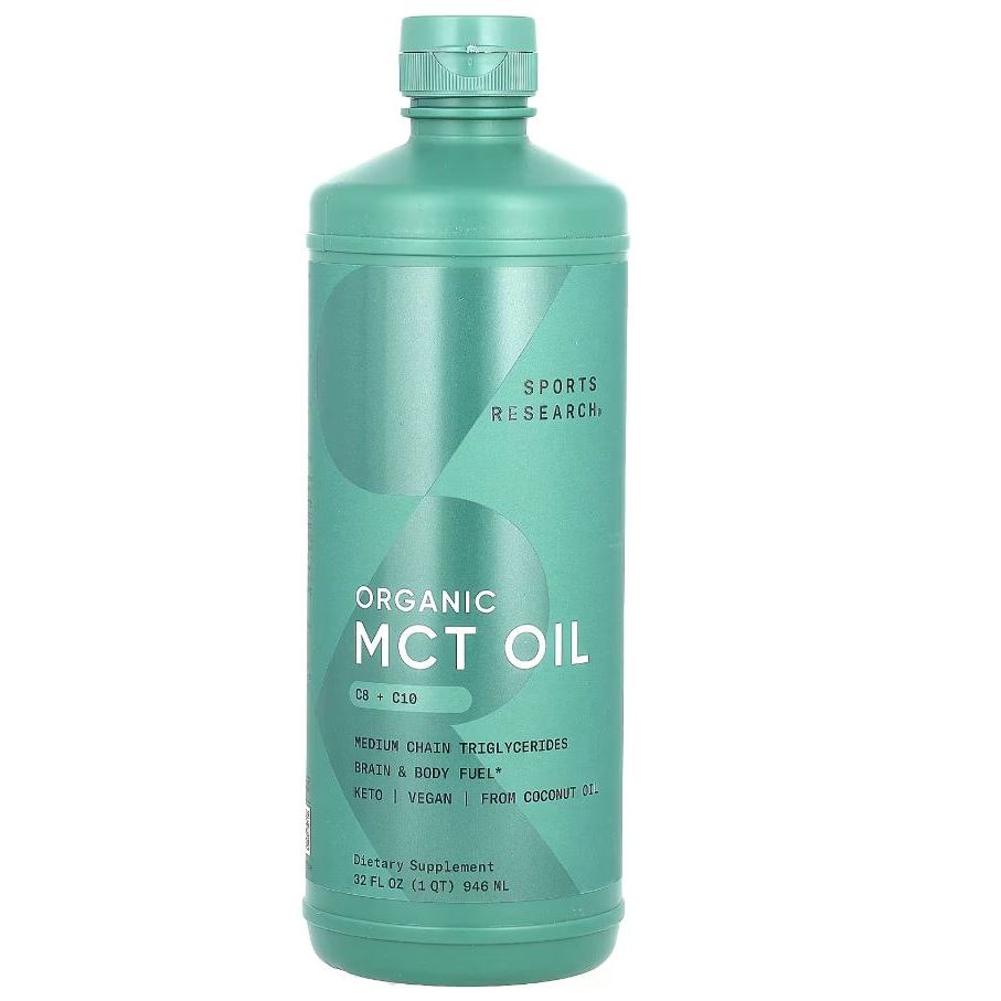 Sports Research Organic MCT Oil Unflavored 946 ml diet keto fitnes C8 C10 USA