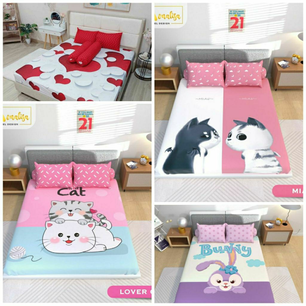 sprei monalisa panel karakter captain Amerika flamingo miau BTS lovely kitty japan lumba-lumba dolph