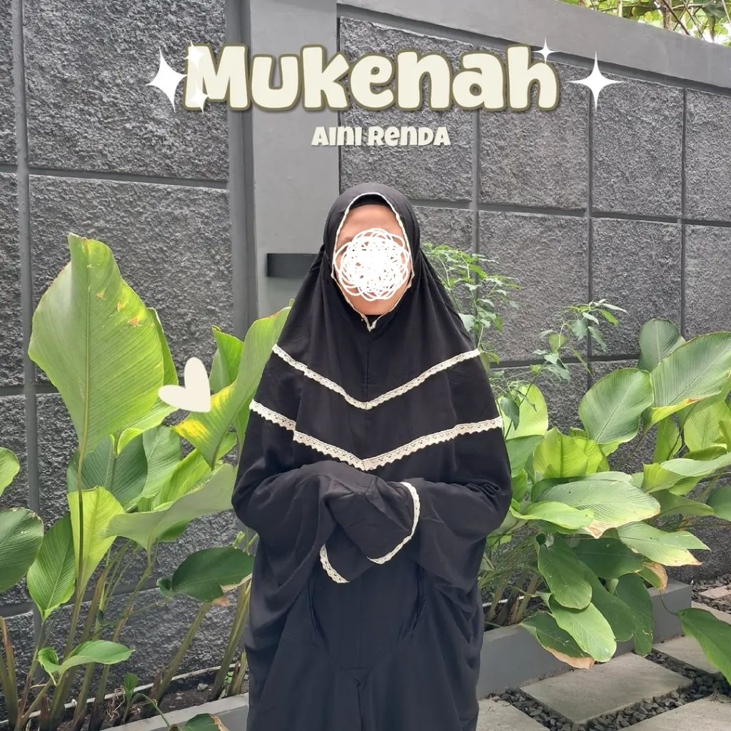 MUKENAH TERUSAN RAYON TWILL POLOS RENDA RAJUT