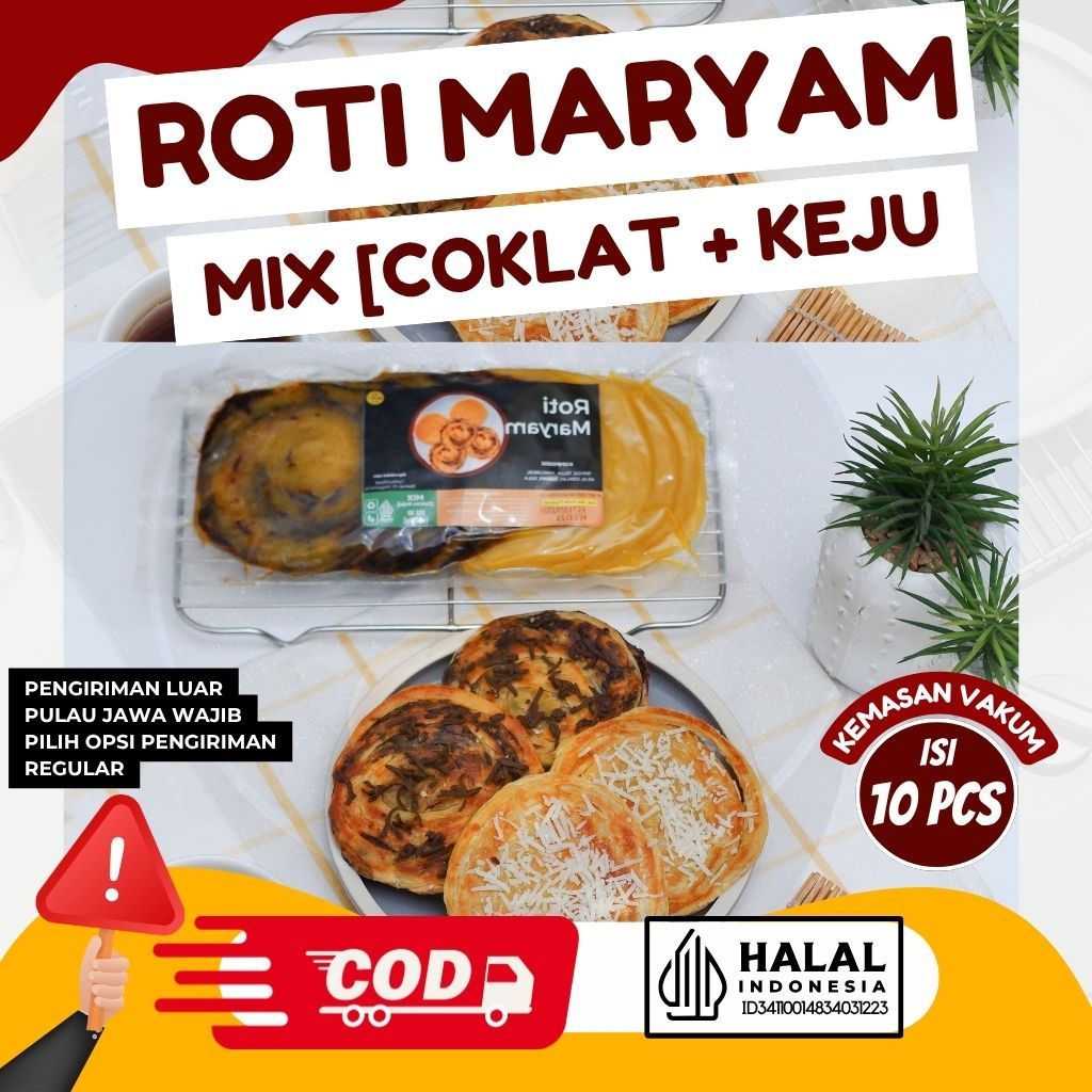 ISI 10 Roti Maryam MIX [Coklat+KEJU] / Roti Cane / Canai (GROSIR)