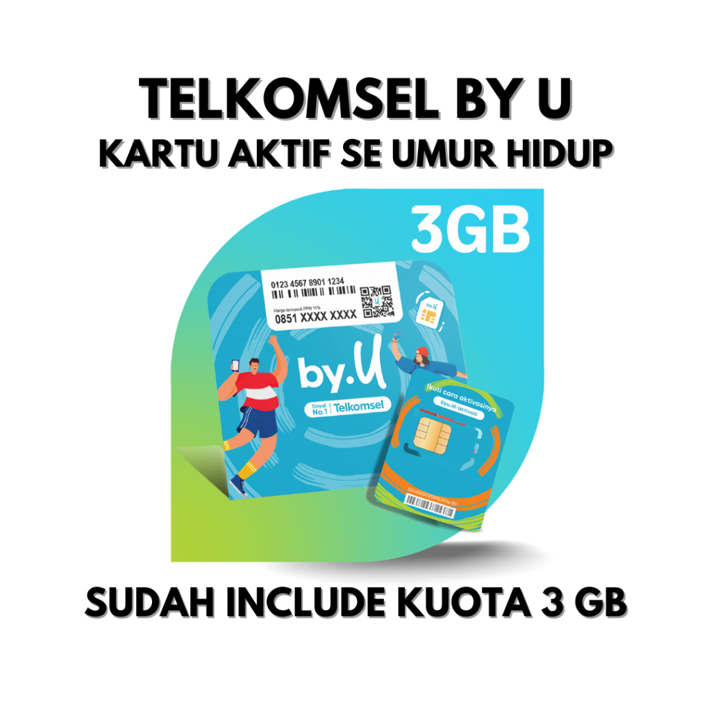 Kartu Internet 3 GB Telkomsel BY U - BY U Telkomsel - Berlaku Di Seluruh Wilayah Indonesia - Paket D