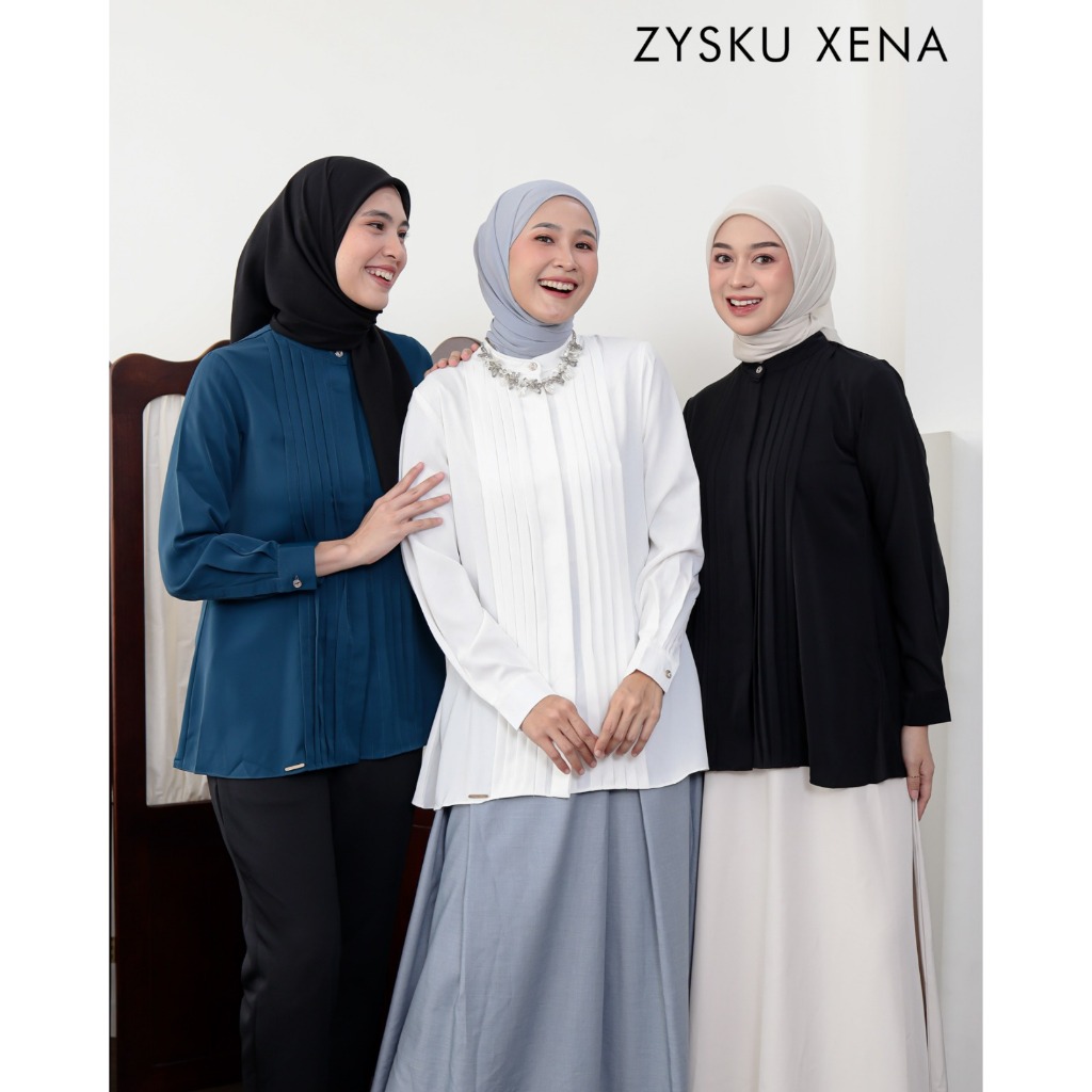 Zysku Xena | Pianna Blouse - 3 Warna | Blus Atasan Kantor Basic Polos Lengan Panjang Opnesel