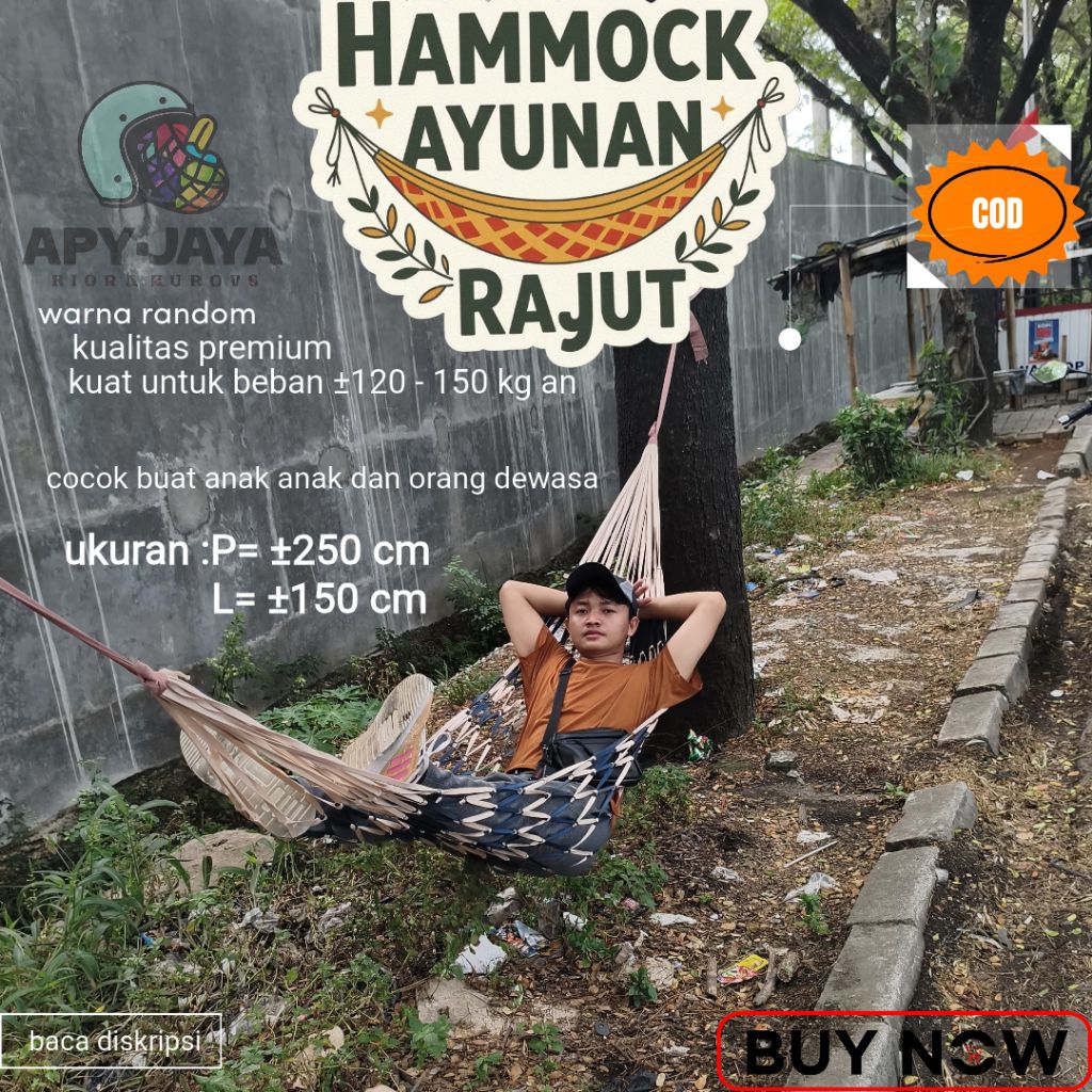ayunan rajut gantung jumbo 2.5 M || Hammock jaring || Hammock ayunan rajut || ayunan Hammock di poho