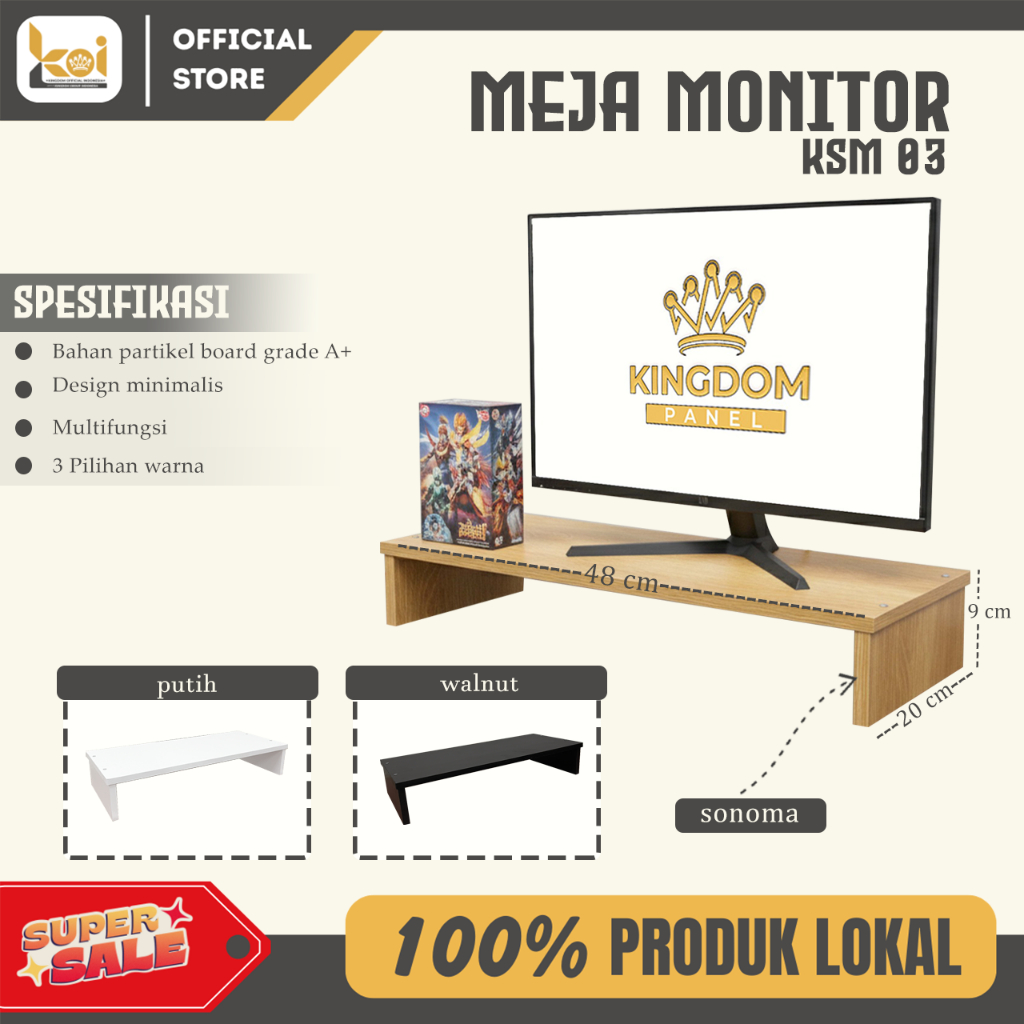 KINGDOM (COD) Tatakan Stand Monitor Meja Kayu Laptop - Dudukan Monitor Bahan Partikel Board GRADE A+