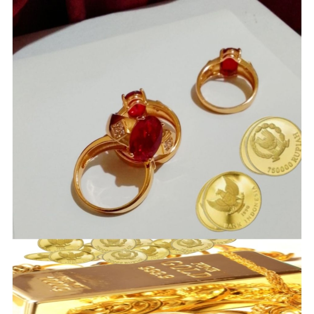 cincin batu permata merah delima dari koin 1991