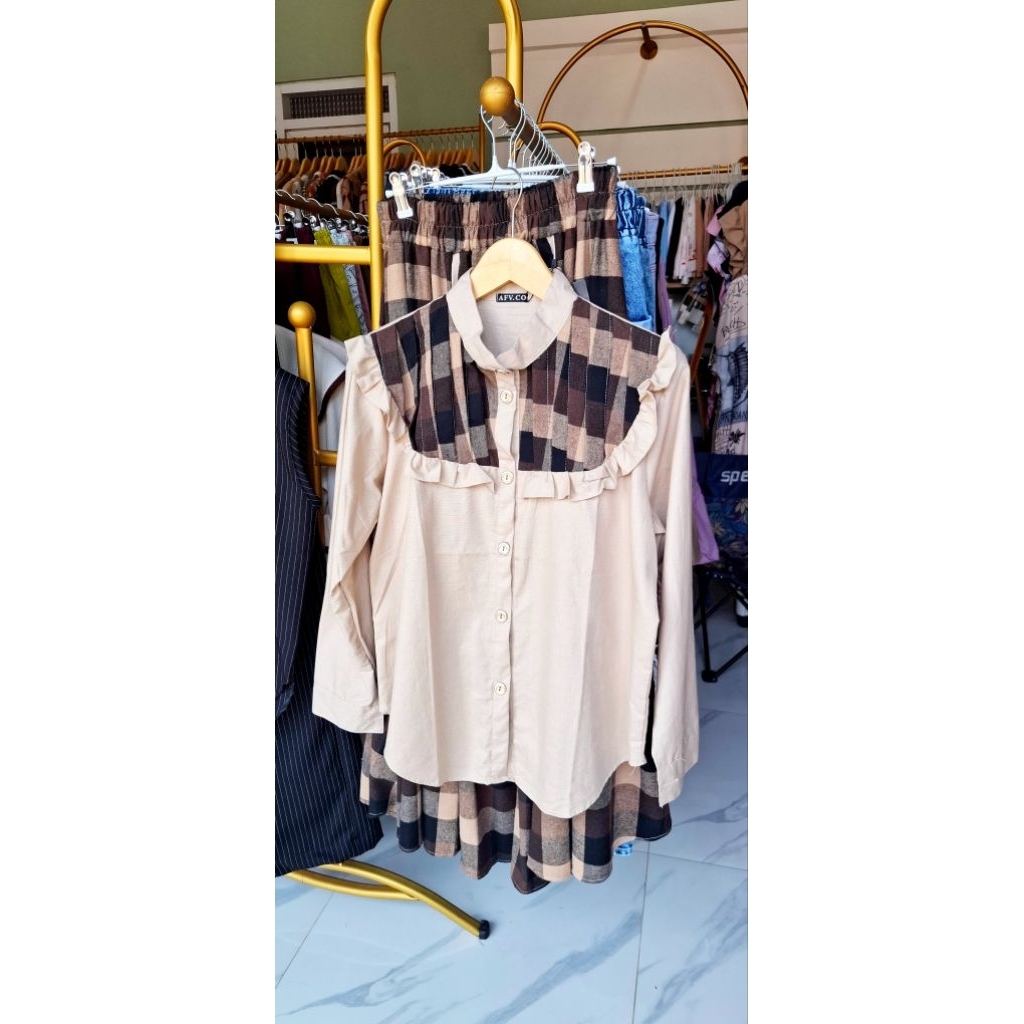 Set Rok Kemeja/Katun/Rok Mayung/Kotak kotak