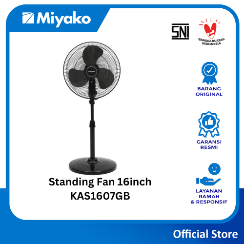 Kipas angin Miyako KAS1607GB Stand Fan 16in Kaki Bulat 50W Design Minimalis