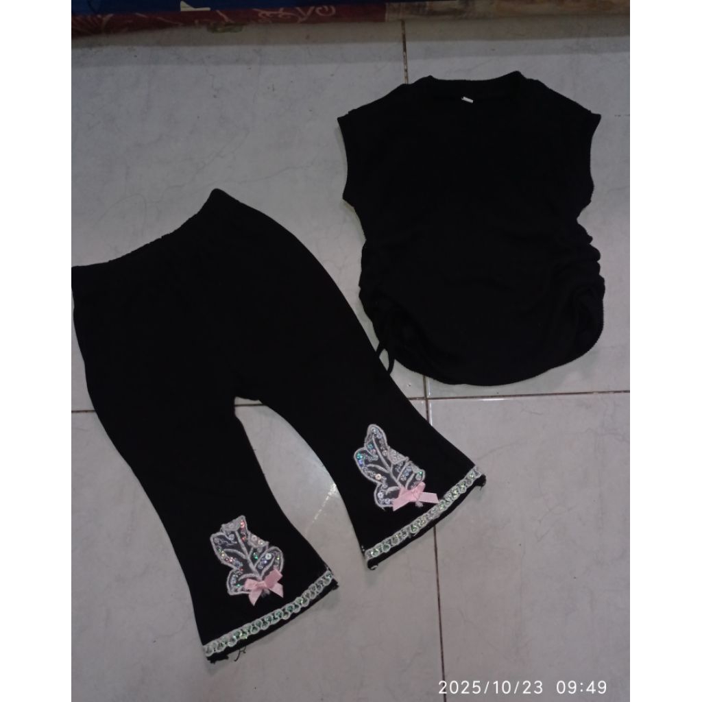 preloved / PL setelan anak, cutbray + atasan serut anak bulanan - 1th