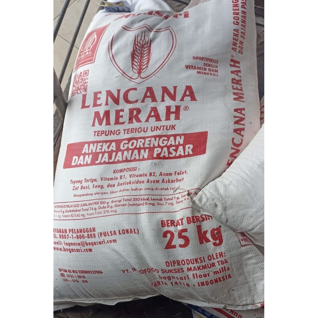 Tepung Terigu Lencana Merah 25kg, Tepung LM, Tepung roti LM, Tepung Bogasari
