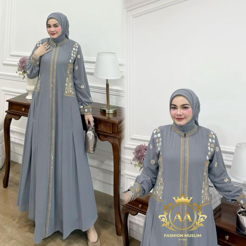 qinaa_Shop Gamis Hikmah mewah elegan terlaris 2025 dress wanita kekinian ootd pesta set hijab