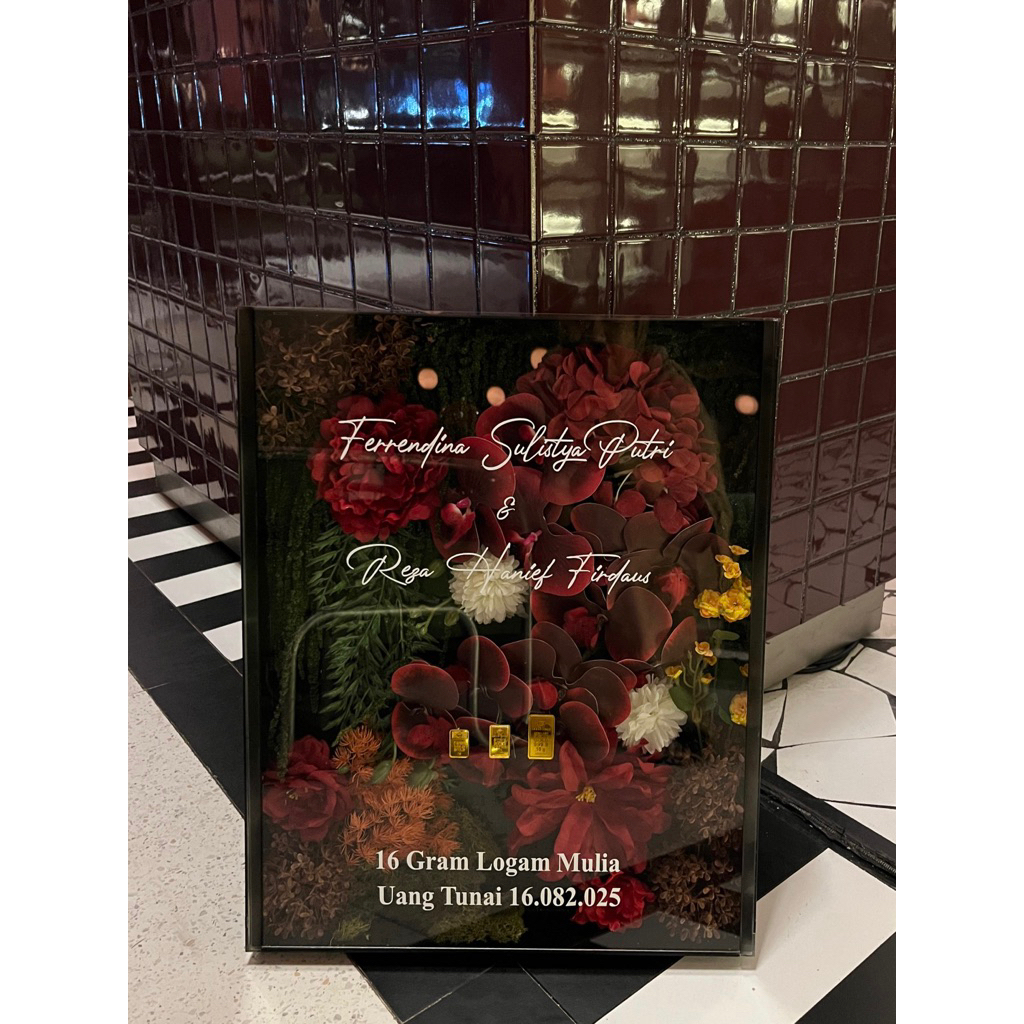 Bingkai Mahar Akrilik Anggrek / Frame Mahar Transparan / Mahar Pernikahan / ACRYLIC FRAME