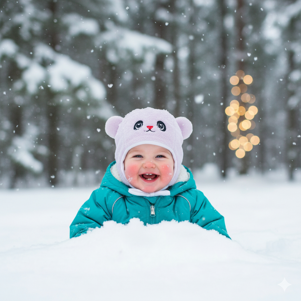 Topi Bayi Bludru Eskimo Panda / Musim Dingin / Topi Bayi Bulu Panda Series