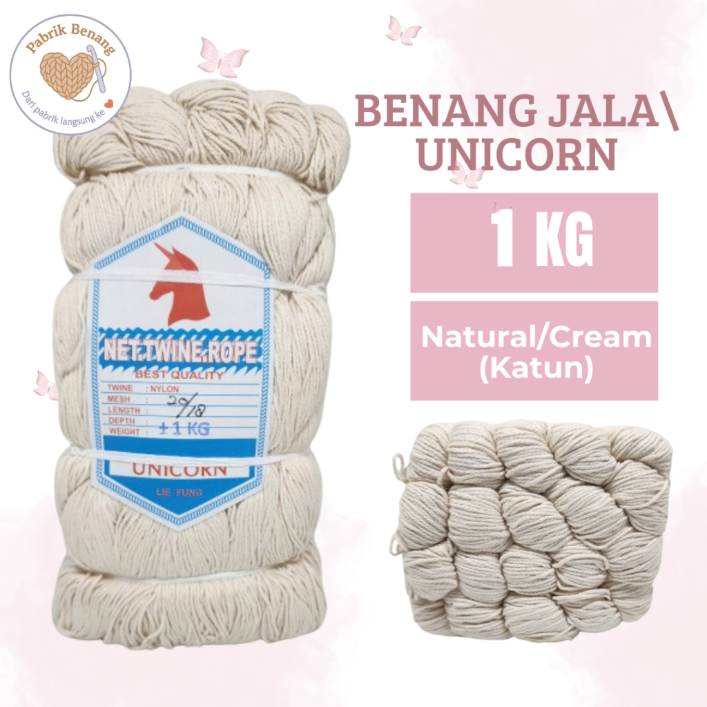 Benang Jala Katun Unicorn / Benang Jala Cotton / Natural/Cream / 1kg