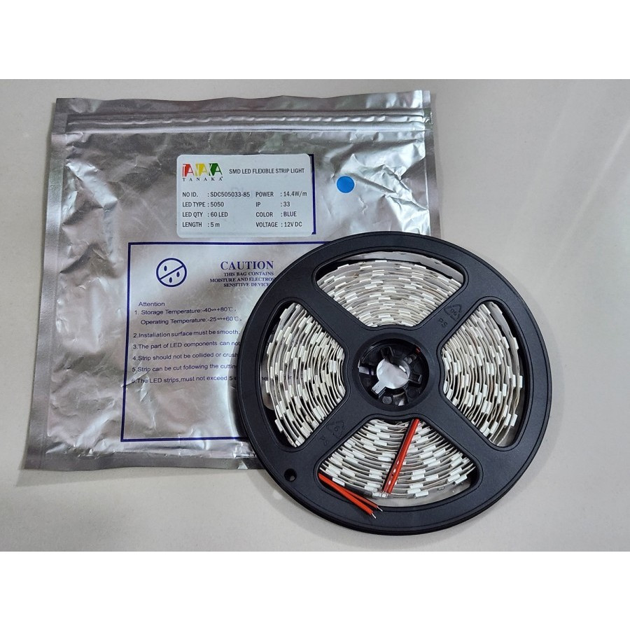 TANAKA LED STRIP 5050 IP33 60 mata besar led 12v putih biru yellow red