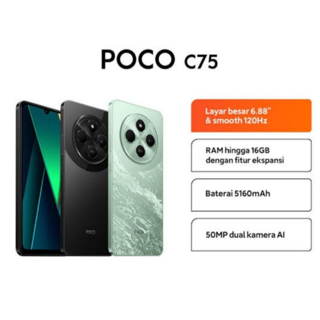 HP POCO C75 6/128 GB - POCO C 75 RAM 6GB ROM 128GB RESMI