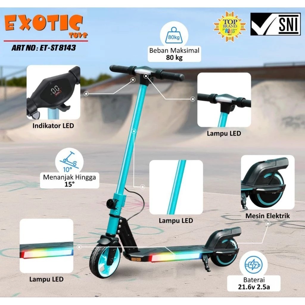 Scooter Listrik Exotic ST-8143 Electric Skuter Otoped Skuter Elektrik Skuter Anak Dewasa Portable