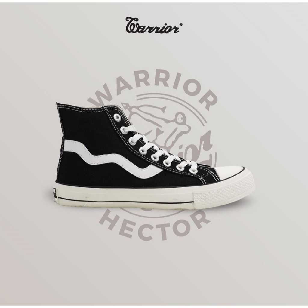 SEPATU WARRIOR HECTOR HIGH CUT BLACK WHITE ANAK dan DEWASA100% ORIGINAL NO DEFECT TRUSTED