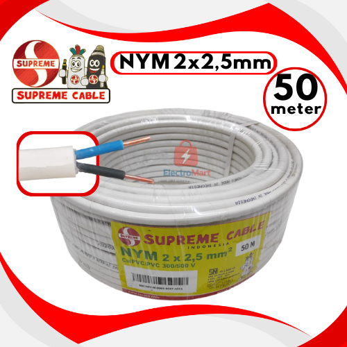 Kabel Listrik NYM 2x2.5 2x2,5 mm 50M SUPREME - SUPREME Kabel NYM SNI - Kabel 2x2.5 Supreme 50 meter 