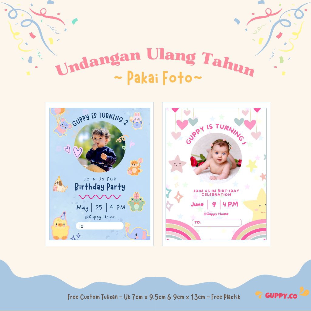 Birthday Invitation | Undangan Ulang Tahun Anak Pakai Foto | Kartu Undangan | Ultah Anak