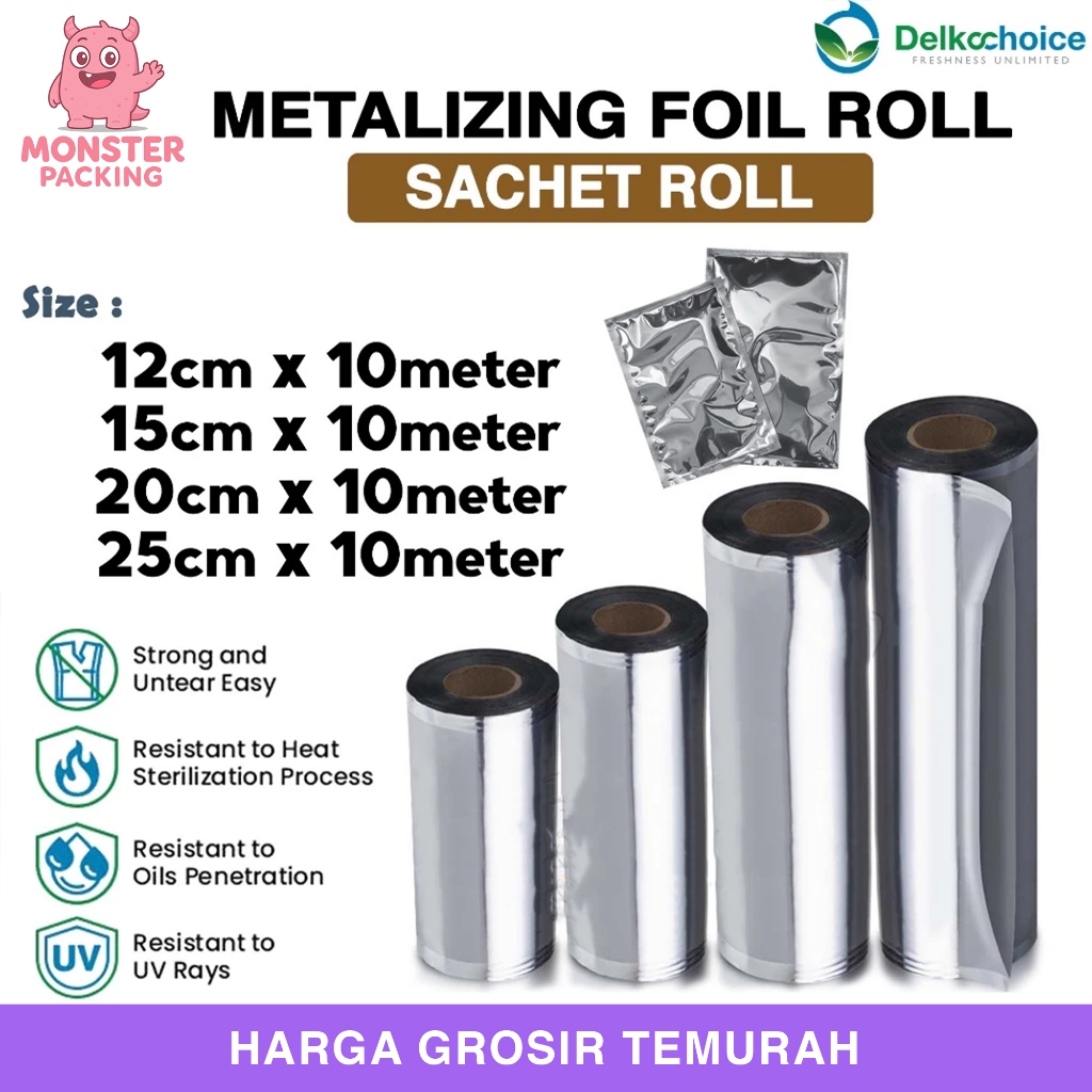 Sachet Roll Full Aluminium Metalizing Foil Gulungan Kemasan Saset Food Grade Tahan Panas / ROLL