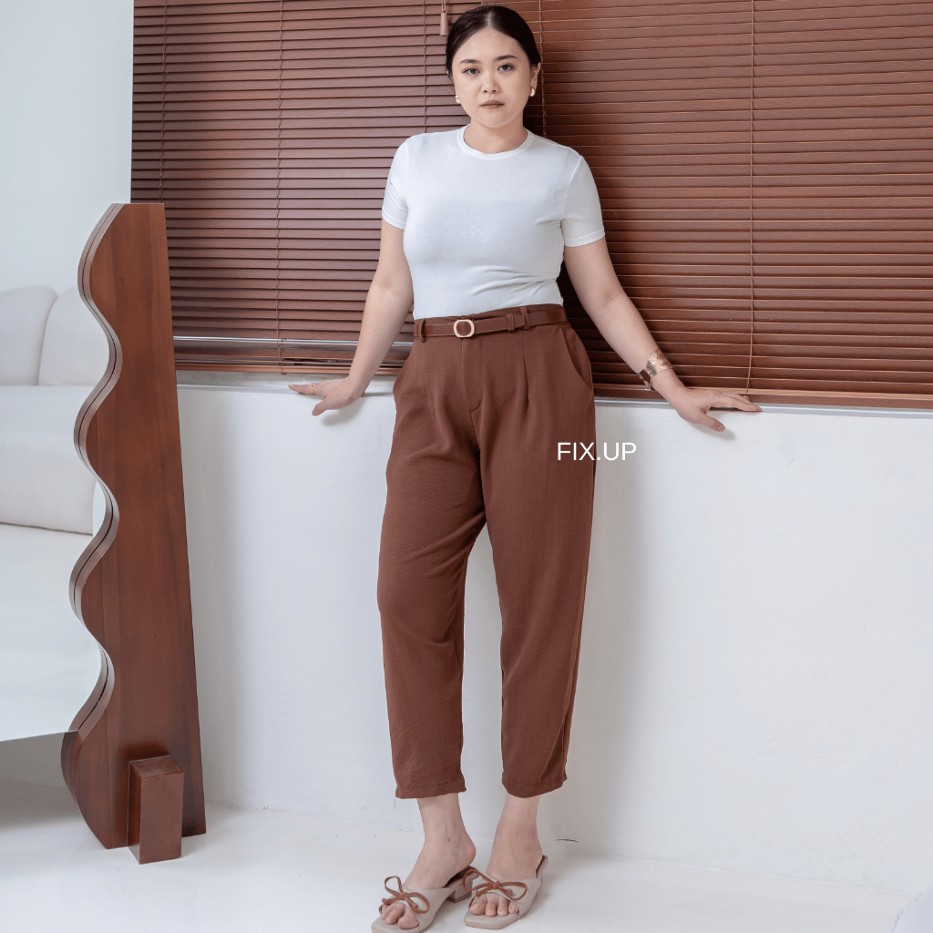 FIXUP | Ara Loose Pants - Celana Airflow Premium Anti Kusut - Kulot Highwaist Jumbo - Ankle Pants -O