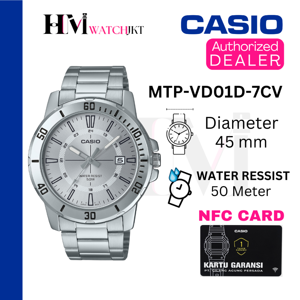 CASIO MTP-VD01D-7CVUDF Jam Tangan Pria Original Analog Rantai Antiair MTP-VD01D-7CV mtpvd01