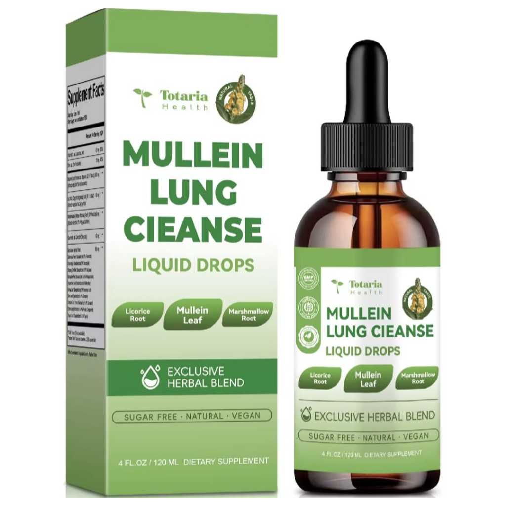 16-in-1 Organic Mullein Drops for Lungs - Mullein Leaf Extract Support Lung Cleanse & Respiratory Fu