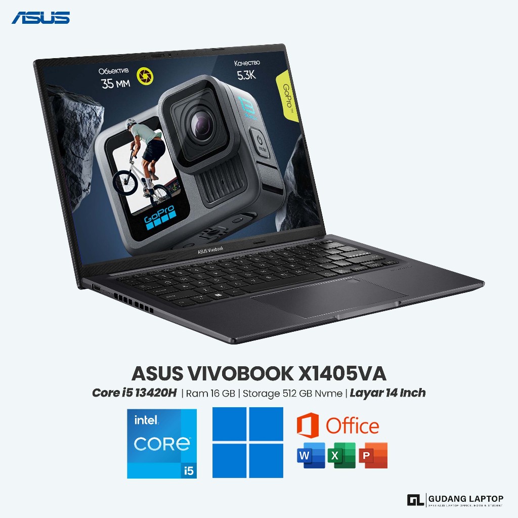 Laptop ASUS VIVOBOOK X1405VA Core i5 13420H Ram 16 GB SSD 512 GB Layar 14 inch