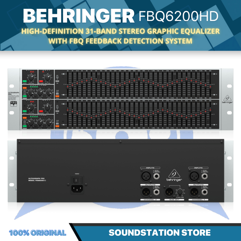 BEHRINGER ULTRAGRAPH PRO FBQ6200HD Stereo Graphic Equalizer with FBQ | FBQ-6200-HD
