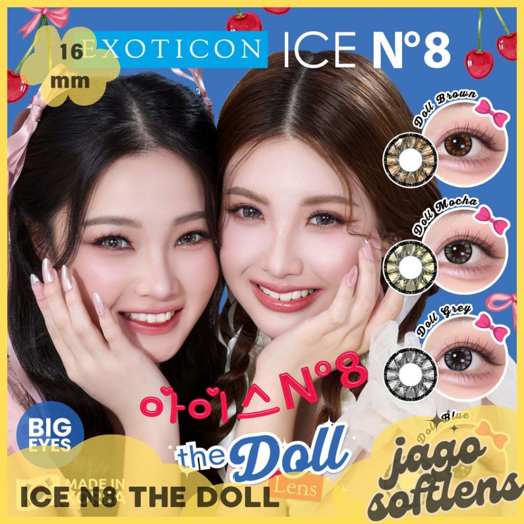 JAGO SOFTLENS BISA COD - SOFTLENS X2 ICE N8 THE DOLL 16MM BIG EYES NORMAL & MINUS (-0,50 S/D -10,00)