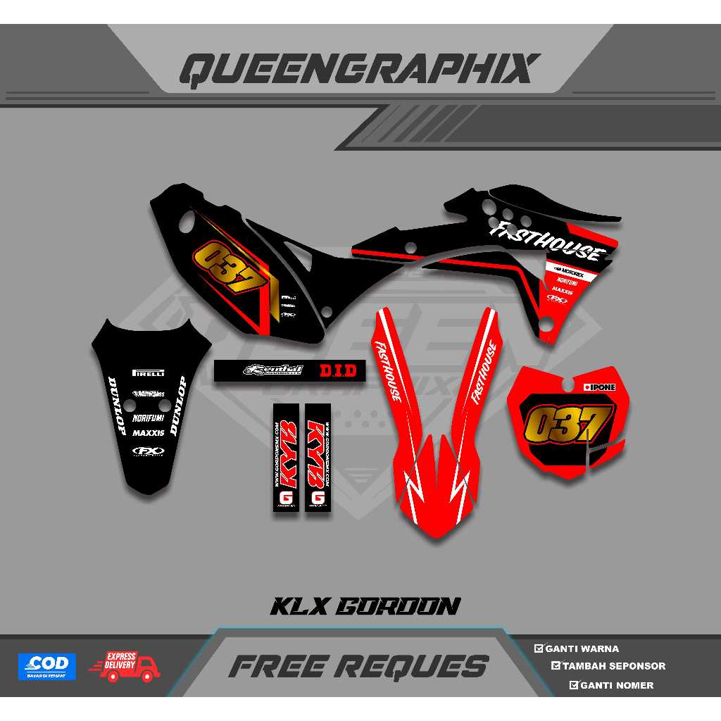 DECAL KLX GORDON GTX KLX GORDON BISA CUSTOM DESAIGN NAMA, NONOR, SPONSOR, WARNA (34)