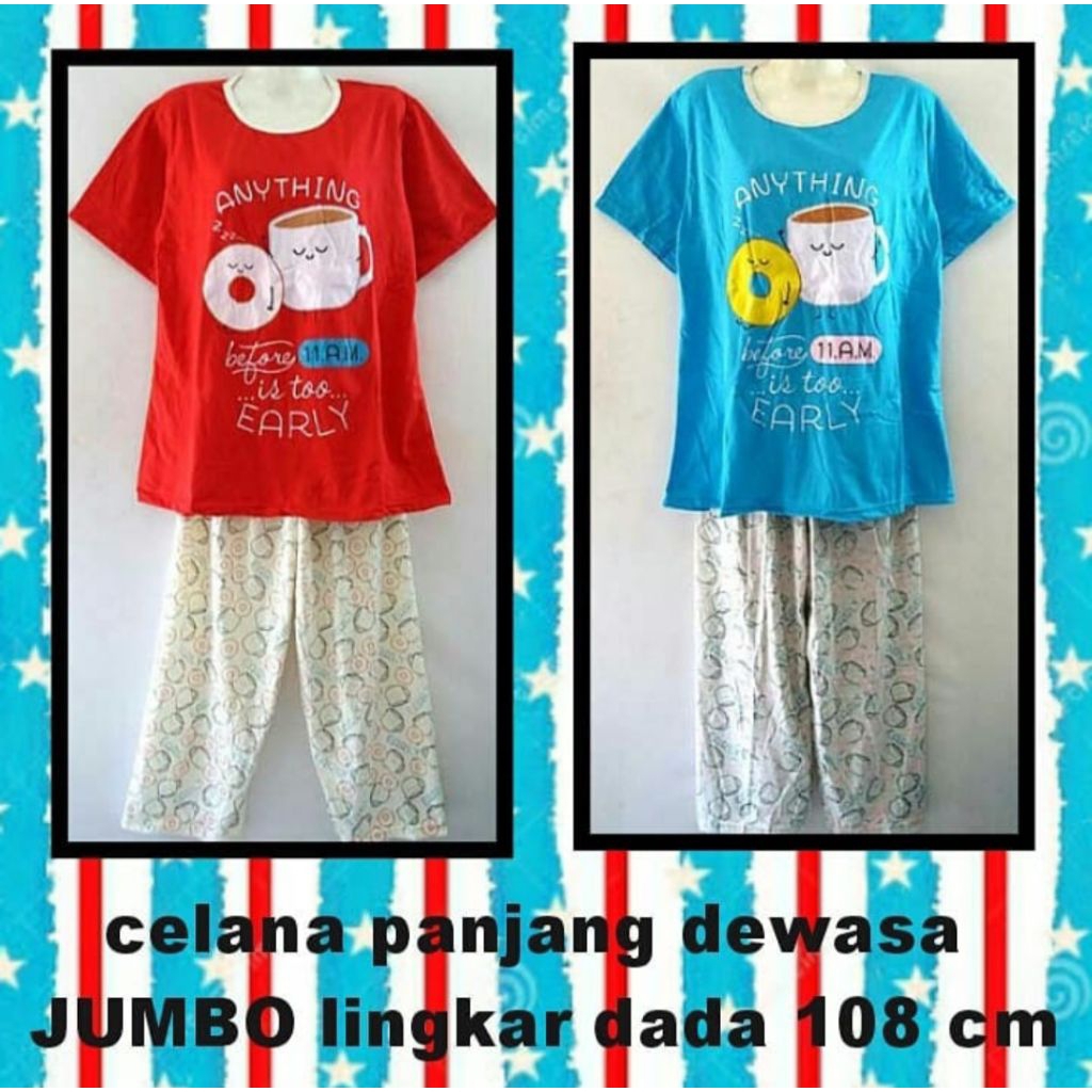 Baby doll Jumbo baju tidur jumbo lengan pendek celana panjang