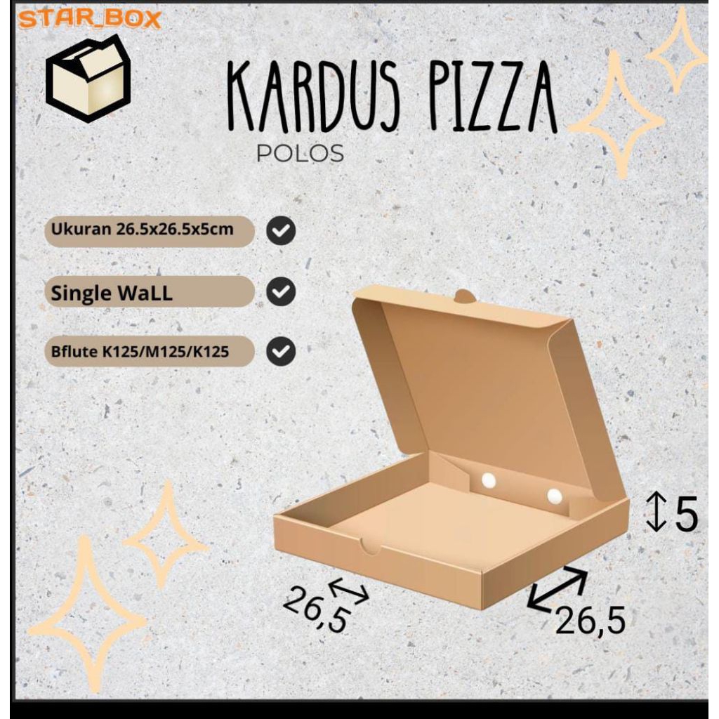 KARDUS PIZZA POLOS uk. 26,5x26,5x5cm.