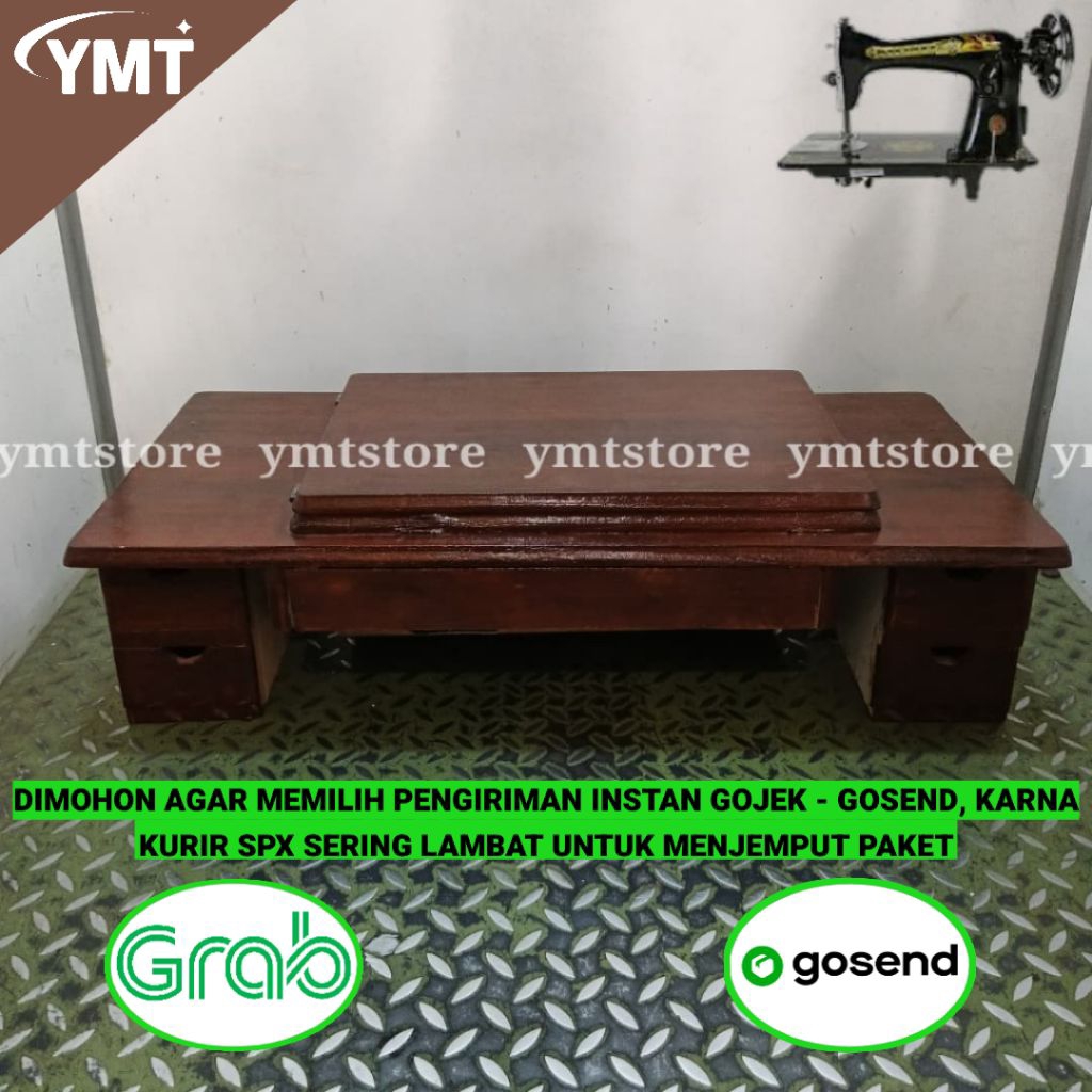 Bak Mesin Jahit - Meja Mesin Jahit Laci 5 Untuk Mesin Jahit Hitam Klasik Tradisional