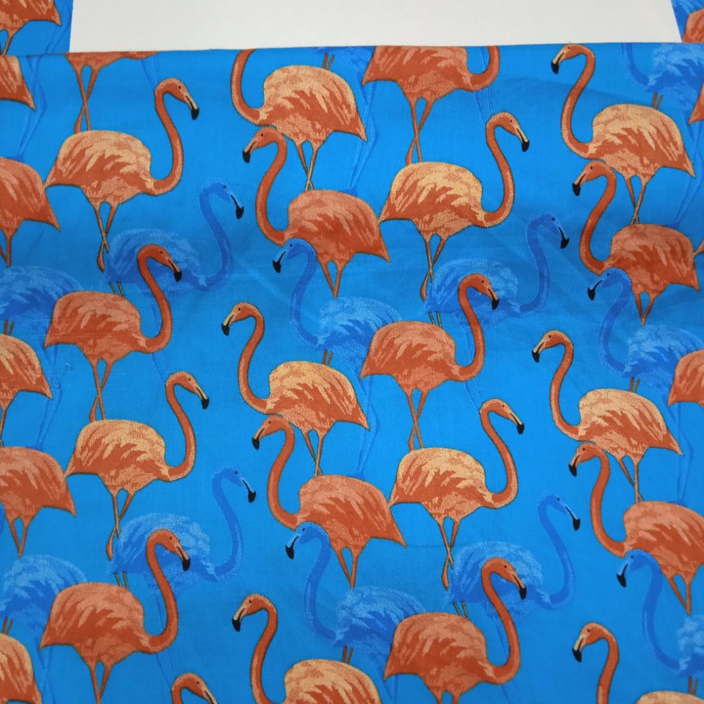 KAIN KATUN RAYON TWILL PREMIUM IMPORT MOTIF FLAMINGO