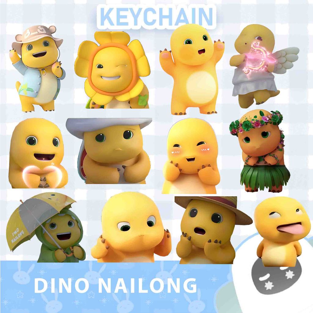 Ganci / Gantungan Kunci akrilik DINO NAILONG / DINO KUNING