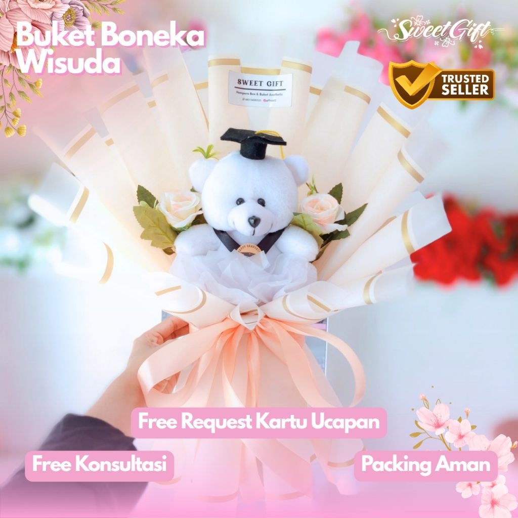 Buket Boneka Wisuda / Kado Wisuda / Buket Boneka Dan Bunga