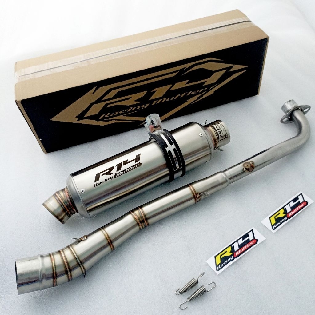 knalpot racing original r14 bas adem untuk motor bebek ,jupiter z/robot/z1/burhan,vega lama/new/zr,g