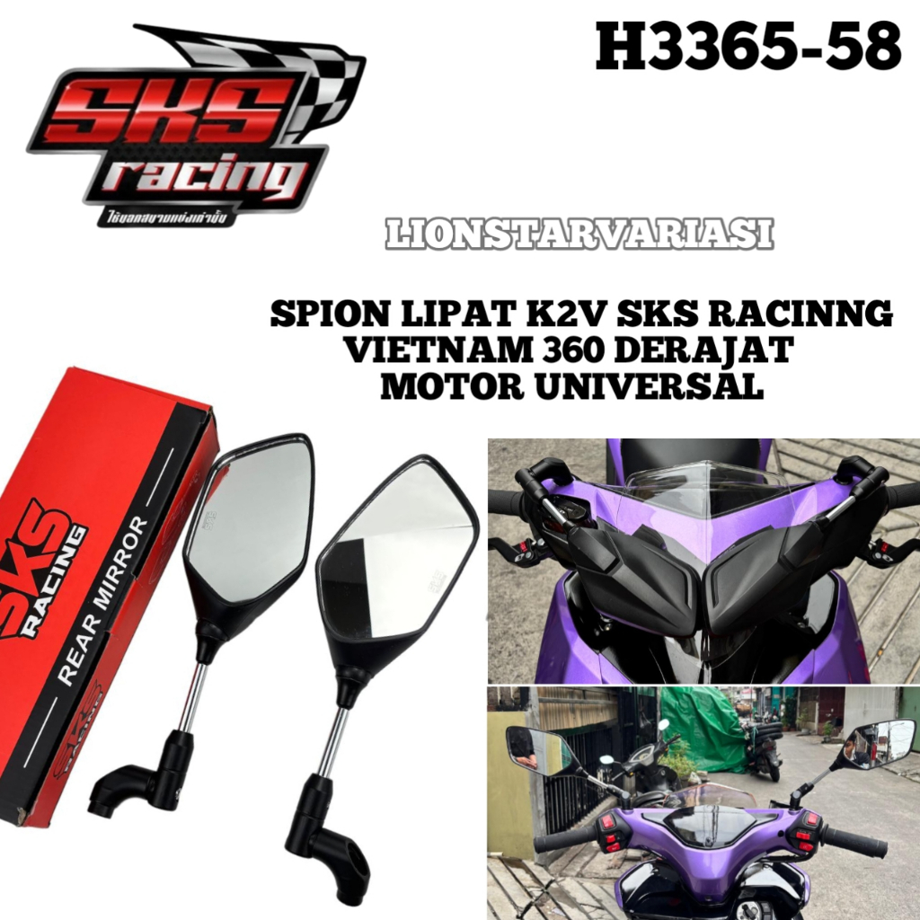 Baru Spion Motor Lipat K2V Sks Racing Spion Vario Vietnam Universal Vario 125 150 Vario 160 New All