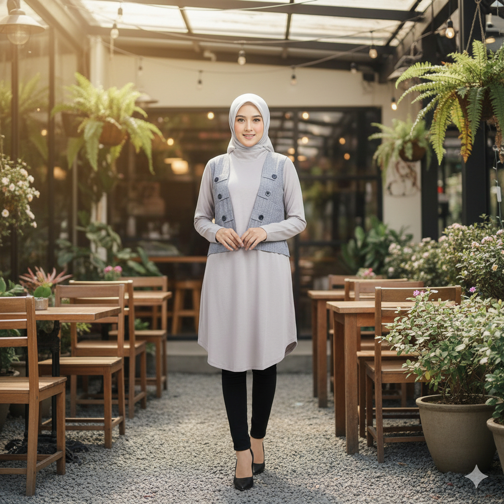 TUNIK ROMPI JEANS WANITA KOREAN STYLE PANJANG 1602810-01