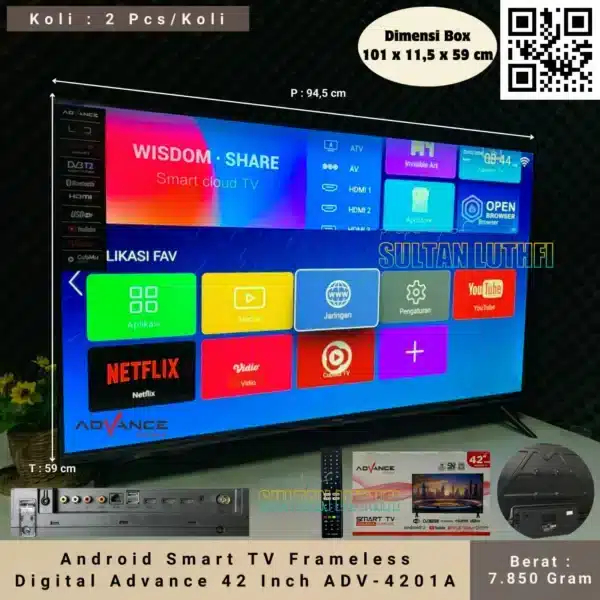 Android Smart TV Frameless Digital Advance 42 Inch ADV-4201A