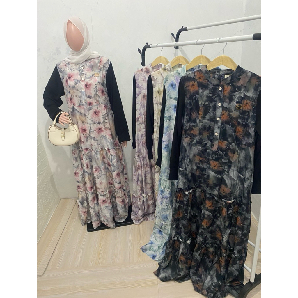 Gamis hania motif bunga besar