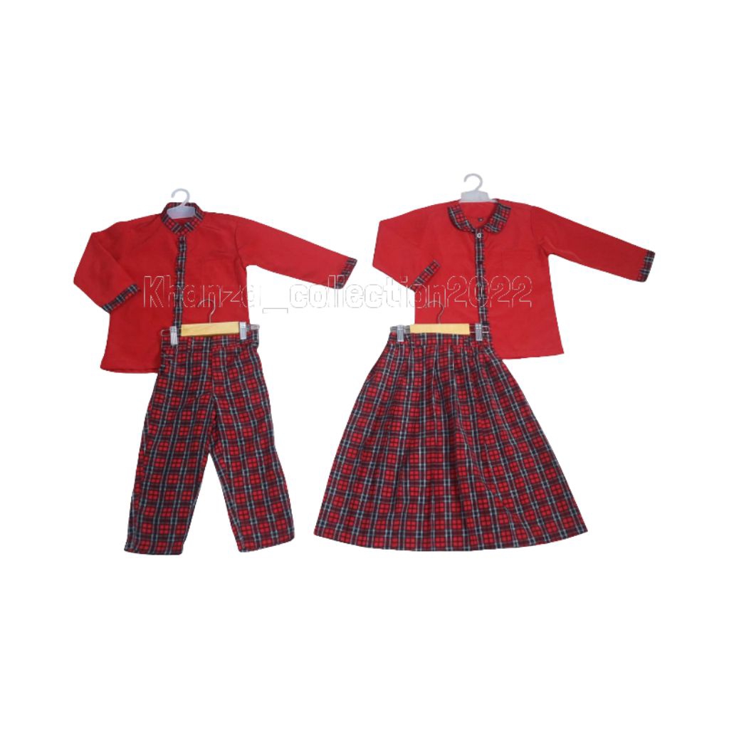 Seragam TK/RA paud merah kotak premium