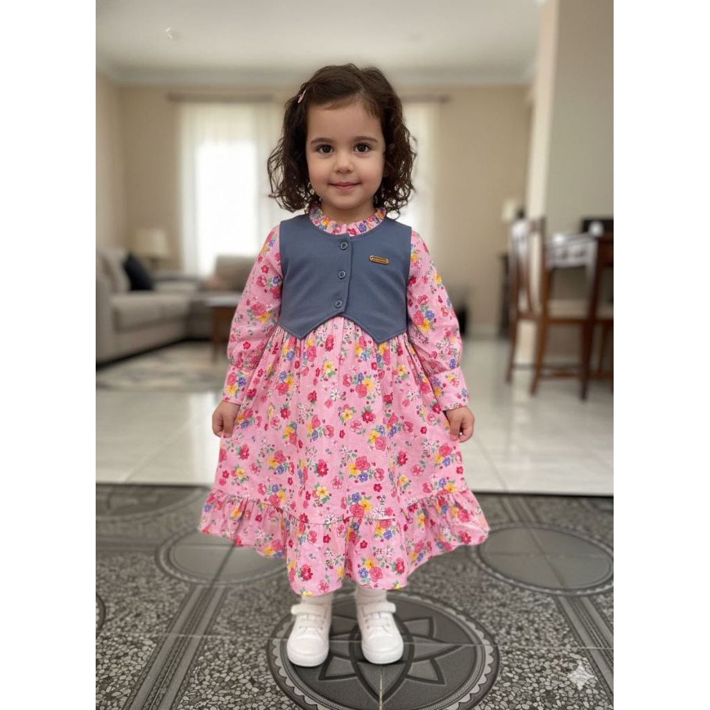 Gamis Anak Perempuan Baju Panjang Import Lengan Panjang Rompi 2in1 Usia 4 - 7 Tahun