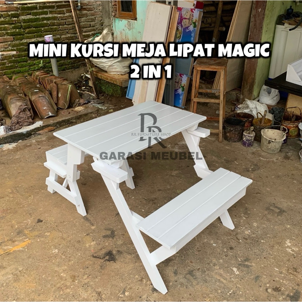 Kursi Lipat Magic Small 2 In 1 / Kursi Cafe / Kursi Taman / Kursi Kayu Minimalis / Kursi Teras / Kur