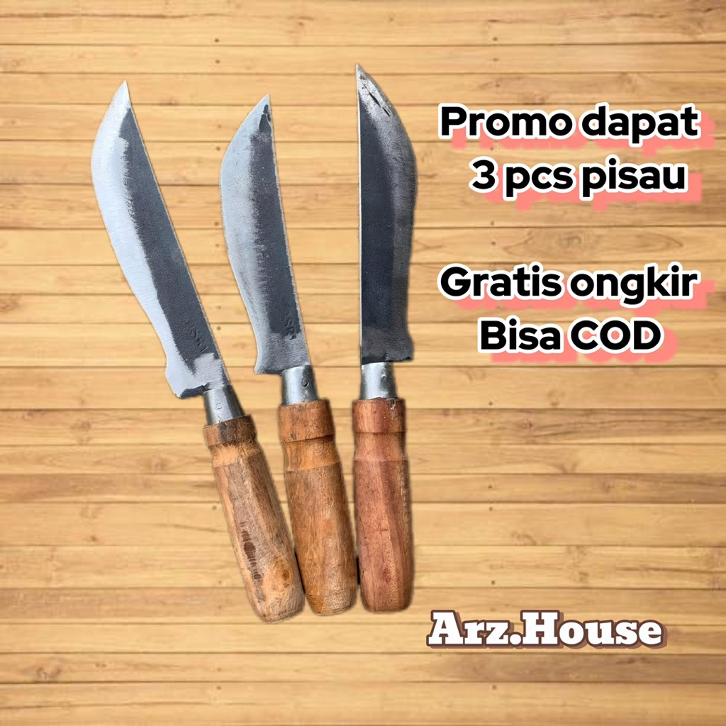 Promo Pisau Dapur Baja Asli 3 Pcs Model Berang Peralatan Rumah Tangga Kitchenwere